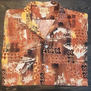 Vintage 70's POLYNESIAN BAZAAR Hawaiian Shirt Lage Marlo fabrics Retro‎ Rare